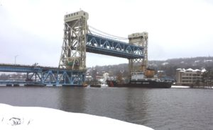 Portage Lake Lift Bridge, Winter